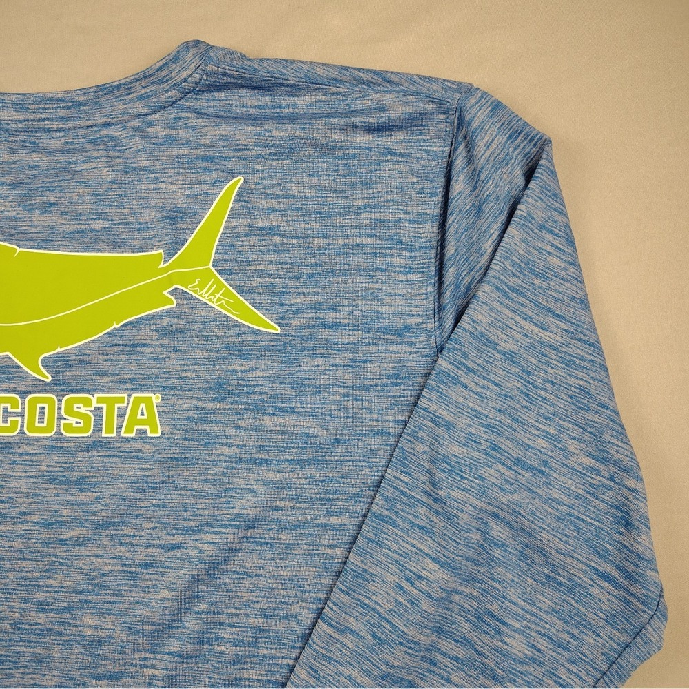Costa Performance Shirt Mens Large Light Blue Long Sleeve Fishing Mahi Mahi - Picture 2 of 15